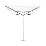 Brabantia - Topspinner - 40 Metres of Clothes Line - UV-Resistant & Non-Slip Lining - Smooth Turns - Umbrella System - Rotary Dryer with Ground Spike 45 mm - Metallic Grey - ø 271 cm