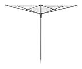 Addis 40m 4 Arm Rotary Washing Line (Grey) Multiple Tension Adjustment, Folding Outdoor Rotating Clothes Dryer & Ground Spike MOB, Metallic