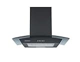 Cookology CGL600BK/A Energy A Rated Chimney Cooker Hood 60cm Kitchen Extractor Fan with Curved Glass, LED Light, 3 Speed Settings - In Black