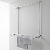 foxydry Wall mounted pulley clothes Airer, clothes drying rack, vertical drop down laundry drying rack in aluminium and steel (Grey, 120)