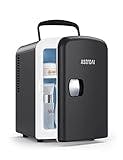 AstroAI Mini Fridge 4 Litre, 6 Can Portable AC+DC Power Cooler & Warmer, for Bedrooms, Cars, Offices; Skincare, Makeup, Cosmetics, Food (Black)