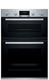 Bosch Home & Kitchen Appliances Bosch MBS533BS0B Serie 4 Built-in Double Oven with EcoClean Direct, 3D Hotair, LED display and 2 Universal Slimline Pans, Stainless steel