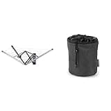 Brabantia - WallFix - 24 Metres of Clothes Line - UV-Resistant & Non-Slip Lining Metallic Grey - 184 x 182 cm & Premium Peg Bag - with Closing Cord - for up to 150 Pegs -Black - 28 x 18 x 17.5 cm