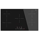 Induction Hob 5 Zone, Built-in Electric Cooktop 9300W 90CM 5 Ring Hob with Touch Controls, Crystal Glass Panel 220~240V