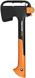 Fiskars Chopping Axe XS X7, Includes Storage and Carrying Case, Length: 35.5 cm, Non-Stick Coating, High Steel Blade/Fibreglass Handle, Black/Orange, 1015618