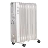 VonHaus Oil Filled Radiator 11 Fin, Heater Portable Electric Free Standing 2500W for Home, Office, Any Room – 24 hour Timer, Adjustable Thermostat, 3 Heat Settings, 4x Wheels, 1.5m Power Cable