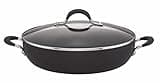 Circulon Momentum Shallow Casserole Dish with Lid, 30cm - Hob to Oven Casserole Dishes, Oven & Dishwasher Safe, Metal Utensil Safe Durable Cookware, Black Saute Pan