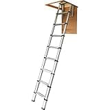 YOUNGMAN 301001 Telescopic Loft Ladder Aluminium 2.9 Metres / 9.51 Feet, Silver, 86.8 x 47.8 x 12.6 cm