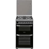 Hotpoint 50cm Double Cavity Gas Cooker with Lid - Stainless Steel