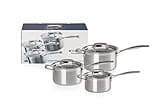 Le Creuset 3-Ply Stainless Steel Saucepan with Lid, 20 x 12.2 cm, 3 Piece, 96209000001000