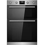 Cookology CDO900SS 90cm Combined 106 Litre Combined Capacity Large Built-In Electric True Fan Double Oven with Easy Programmable Timer and Digital Clock - in Silver & Black