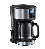 Russell Hobbs Buckingham Filter Coffee Machine, 1.25L Carafe/10 cups, 1-4 Cup brewing option, Fast brew, 24hr timer, 40min keep warm, Pause & Pour, Washable filter, Auto clean, 1000W, 20680