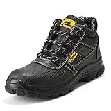 Black Hammer Mens Safety Boots Work Waterproof Shoes Leather Steel Toe Cap Working Ankle Lightweight Footwear S3 SRC 1007 - Black Waterproof - 9 UK