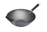 KitchenCraft World of Flavours Wok Carbon Non Stick, Carbon Steel Wok, Extra Large Pan, 36cm (14''), Black