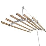 Clothes Airer Ceiling Pulley Maid Traditional Mounted Clothing Dryer 6 Lath Laundry Drying Rack Rail 2m White