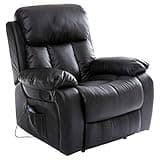 More4Homes CHESTER HEATED MASSAGE RECLINER BONDED LEATHER CHAIR SOFA LOUNGE GAMING HOME ARMCHAIR (Black)