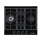 Russell Hobbs RH60GH403DS Midnight Collection 60 cm Black Glass 4-Burner Gas Hob, 1500 watts