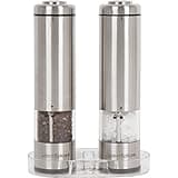 Latent Epicure Battery Operated Salt and Pepper Grinder Set (Pack of 2 Mills) - Complimentary Mill Rest | Bright Light | Adjustable Coarseness |