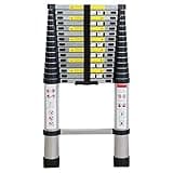 WolfWise 4.7M Telescoping Ladder, Aluminum Telescopic Extension Tall Multi Purpose Loft Ladder, 330 pound/150 kg Capacity Black