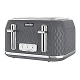 Breville Curve Kettle & Toaster Set with 4 Slice Toaster & Electric Kettle | 3 KW Fast Boil | Grey & Chrome