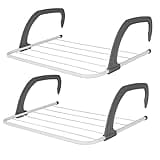 ASAB | Clothes Drying Rack | Over Radiator Airer | 3 Meters Hanging Space | Indoor/Outdoor Dryer | Foldable and Adjustable Hooks | Rustproof Coating - 2 Pack