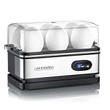 Arendo - Electric Egg Boiler - Automatic Cooker with Warming Function - 6 Egg Capacity - Indication Light - for Perfect Soft and Hard Eggs - Water Measuring Cup and Egg Piercer - Stainless Steel