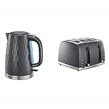 Russell Hobbs Honeycomb Kettle and 4 Slice Toaster, Rapid Boil, Grey