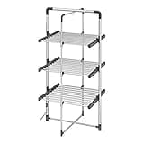 BLACK+DECKER 63099 3-Tier Heated Clothes Airer Aluminium, Cool Grey, 140cm x 73cm x 68cm