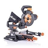 Evolution Power Tools R210SMS+ Sliding Mitre Saw With Multi-Material Cutting, 45° Bevel, 50° Mitre, 230mm Slide, 1500 W, 230 V, Black