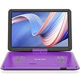 BOIFUN 17.5'' Portable DVD Player with 15.6" Large HD Swivel Screen, 6 Hours Rechargeable Battery, Support USB/SD Card/Sync TV and Multiple Disc Formats DVD Player, High Volume Speaker, Purple