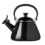 Le Creuset Kone Stove-Top Kettle with Whistle, Suitable for All Hob Types Including Induction, Enamelled Steel, Capacity: 1.6 L, Black Onyx, 92000200140000