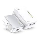 TP-Link AV600 Powerline Adapter Wi-Fi Kit, Wi-Fi Booster/Hotspot/ Extender, Wi-Fi Speed up to 300Mbps, 2+1 Ports| N300 Mbps+AV600 Mbps plug and play, (TL-WPA4220 KIT)