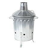 CrazyGadget® Small Medium Large Extra Large Galvanised Metal Incinerator Fire Burning Bin with Special Locking Lid (15 Litre)