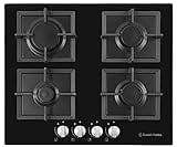 Russell Hobbs RH60GH402B Black Glass 59cm Wide, 4 Burner Gas Hob, Free 2 Year Guarantee