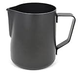 Rhinowares Stealth Black Milk Pitcher 20oz/600ml - Stainless Steel Milk Frothing Jug Measuring Cup with Internal Markings for Coffee, Cappuccino, Barista, Espresso Making, Non-Stick