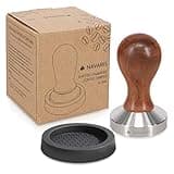 Navaris Coffee Tamper - Handheld Stainless Steel Espresso Press with Walnut Handle for Coffee Grounds - 51 mm Coffee Ground Compressor