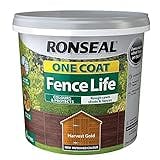 Ronseal RSLOCFLHG5L One Coat Fence Life, Harvest Gold, 5 Litre