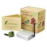 Green Feathers Wireless Outdoor Bird Box SD 700TVL Camera with Night Vision, Wireless Receiver, Wide Angle Lens - Perfect Wildlife Camera for your Garden, Nest Boxes, Bird Houses